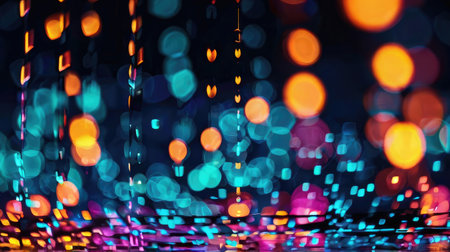 Colorful bokeh background with water drops and colorful lights.の素材