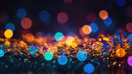 Colorful bokeh lights background for Christmas and New Year.の素材