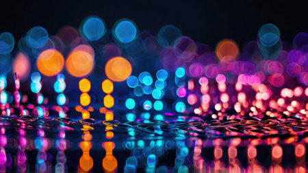 Colorful bokeh lights on black background. Abstract background.の素材