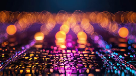 Abstract bokeh background of colorful defocused lights at night.の素材