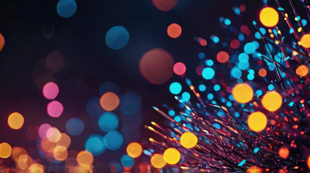 Colorful christmas lights bokeh background with copy space.の素材