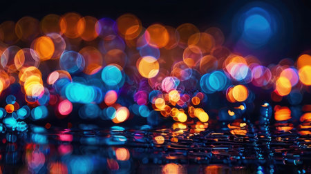 Colorful bokeh on the black background. Abstract background.の素材