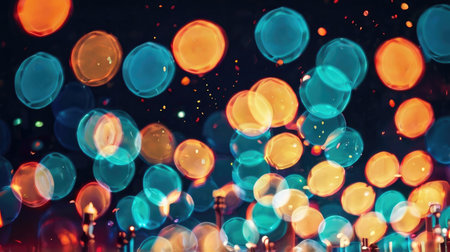 Bokeh of colorful lights on a dark background. Abstract backgroundの素材