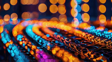 abstract background of colorful bokeh defocused lights and shadowの素材
