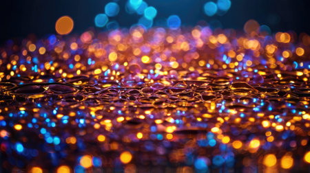 abstract background with colorful bokeh defocused lights and water dropsの素材