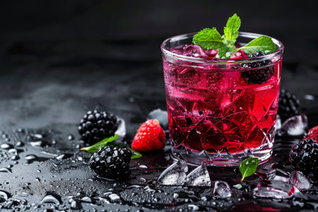 An image of delicious blackberry juice, perfect for posters or advertising.の素材