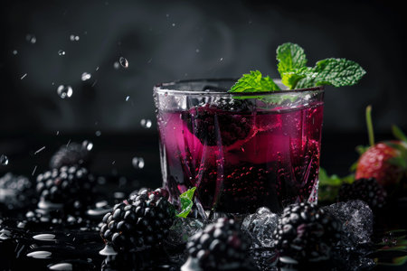 An image of delicious blackberry juice, perfect for posters or advertising.の素材