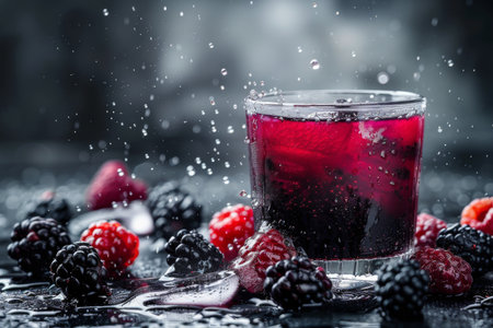 An image of delicious blackberry juice, perfect for posters or advertising.の素材