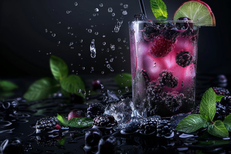 An image of delicious blackberry juice, perfect for posters or advertising.の素材