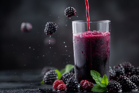 An image of delicious blackberry juice, perfect for posters or advertising.の素材