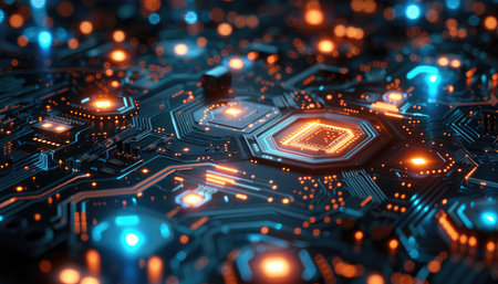 Circuit board. Technology background. 3d rendering abctractの素材