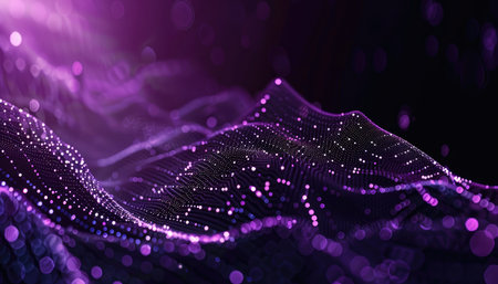 Data technology abstract futuristic illustration. Low poly shape with connecting dots and lines on dark background. 3D rendering. Big data visualization.の素材