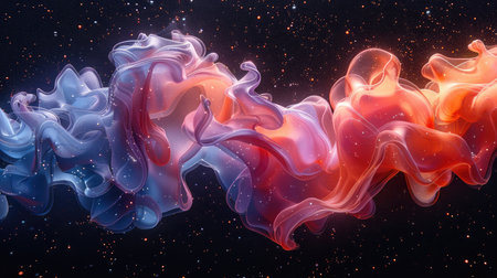 Abstract 3d rendering of chaotic colorful shapes. Futuristic background design.の素材