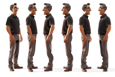 3D rendering of a man in glasses isolated on white background.の素材