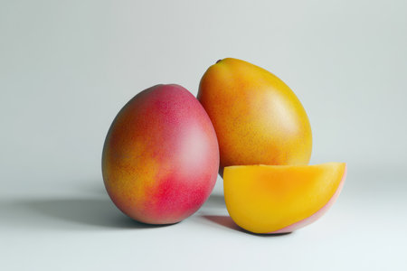 Mango fruit isolated on white background. Minimal still life concept.の素材
