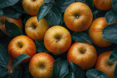 apples pattern background, leaves background texture and detailed, no people or faces, flat lay composition, high resolution photography, wide angle, shot in the style of Canon EOS5D Mark III camera, 8k. --ar 3:2 --stylize 1000 --v 6 Job ID: 7528edcf-79c3-4c2e-ac35-c1e4a193385fの素材