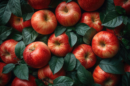 apples pattern background, leaves background texture and detailed, no people or faces, flat lay composition, high resolution photography, wide angle, shot in the style of Canon EOS5D Mark III camera, 8k. --ar 3:2 --stylize 1000 --v 6 Job ID: 16a267fa-e821-4e09-9c05-a900ddeb0b9aの素材