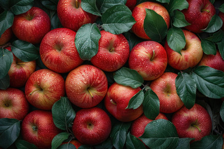 apples pattern background, leaves background texture and detailed, no people or faces, flat lay composition, high resolution photography, wide angle, shot in the style of Canon EOS5D Mark III camera, 8k. --ar 3:2 --stylize 1000 --v 6 Job ID: c45c5318-d70a-4ae9-88b4-ba98c3c388baの素材