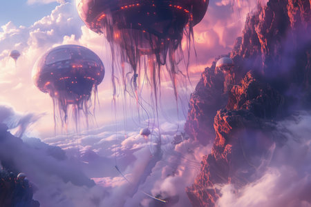 Fantasy alien planet. 3D illustration. Elements of this image furnished by NASAの素材