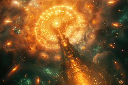 Abstract fractal background. Design element for brochure, advertisements, presentation, web and other graphic designer works. Digital collage.の素材