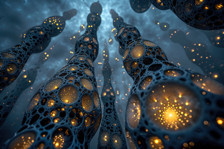 3d illustration of abstract geometric composition,digital art works. Computer generated graphics.の素材