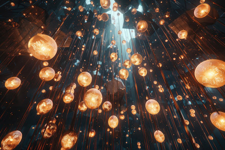 Lighting decor on the ceiling of the building. 3d renderingの素材