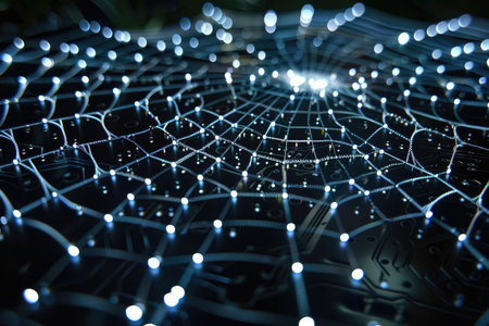 Circuit board with glowing dots and lines. Technology background. 3d renderingの素材
