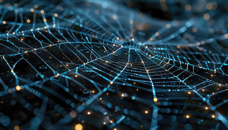 spider web on dark background, 3d rendering, computer digital imageの素材