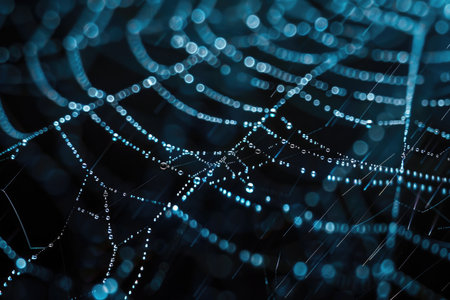 spider web with dew drops close up, shallow dofの素材