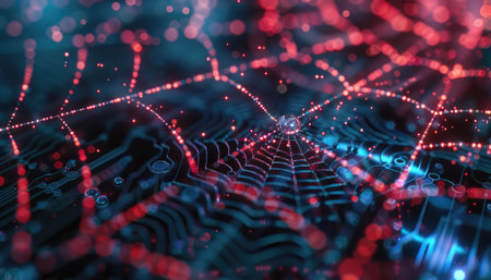 3d rendering of abstract digital technology background with connection lines and dotsの素材