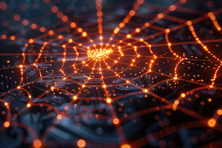 Circuit board close-up. Technology background. 3d renderingの素材