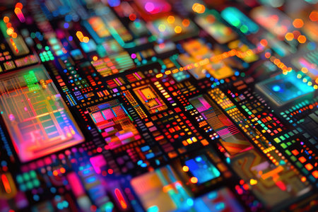 abstract background of computer circuit board close up. 3d renderingの素材