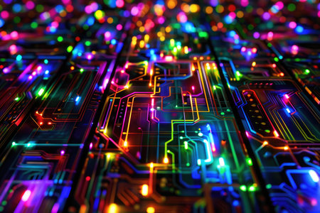 Circuit board background. Electronic computer hardware technology. 3d renderingの素材