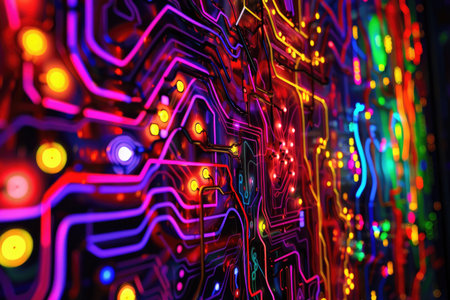 Abstract technology background. Circuit board. 3d rendering. Computer digital drawing.の素材