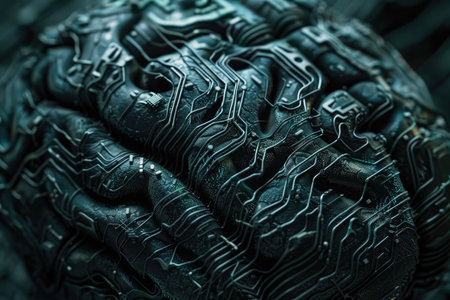 Human brain close up. 3d rendering. Computer digital drawing.の素材