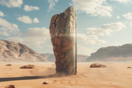 Rock in desert. 3d rendering. Elements of this image furnished by NASAの素材
