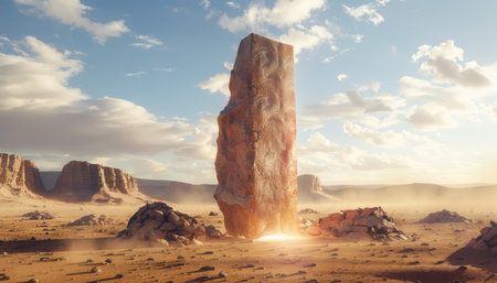 Beautiful rock formation in the desert. 3d render illustration.の素材