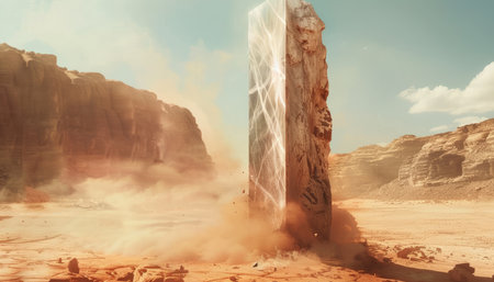 Fantasy landscape in the desert. Fantastic forms sandstone formations.の素材