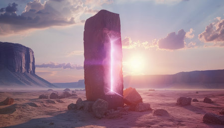 Rock formation in Monument Valley at sunset, USA. 3d renderの素材