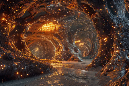 Fantasy alien planet. Mountain. 3D illustration of a fantasy alien planet.の素材