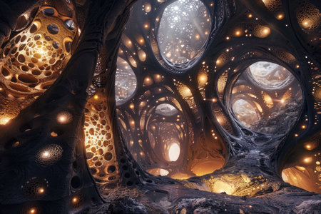 Fantasy alien planet. 3D illustration. Mysterious psychedelic relaxation pattern.の素材