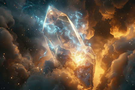 Fractal image of a meteorite in outer space. 3D renderingの素材