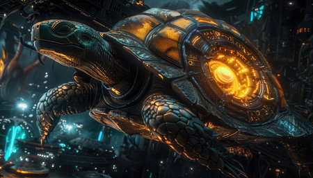 3D rendering of a fantasy alien creature in a dark space.の素材