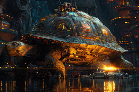 Turtle in a museum in Istanbul, Turkey. This is a 3d render.の素材