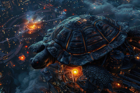 3D rendering of a fantasy alien planet with a tortoise.の素材