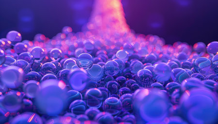 Abstract 3d rendering of chaotic particles. Bokeh lights background.の素材