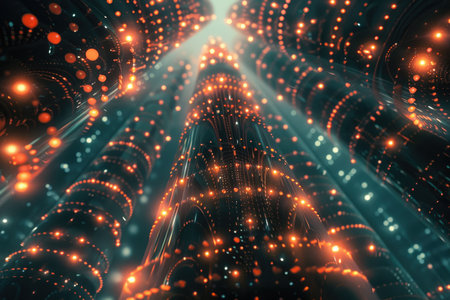 Futuristic technology background with glowing lines and dots. 3d renderingの素材