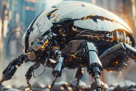 Close up shot of Bumblebee robot on display at the Central World Theme Park.の素材