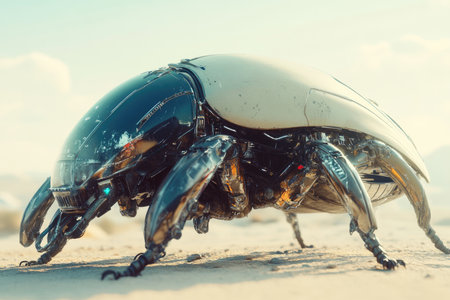 beetle on the beach - vintage retro effect style pictures.の素材