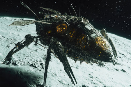 3D CG rendering of space ship. 3D CG rendering.の素材